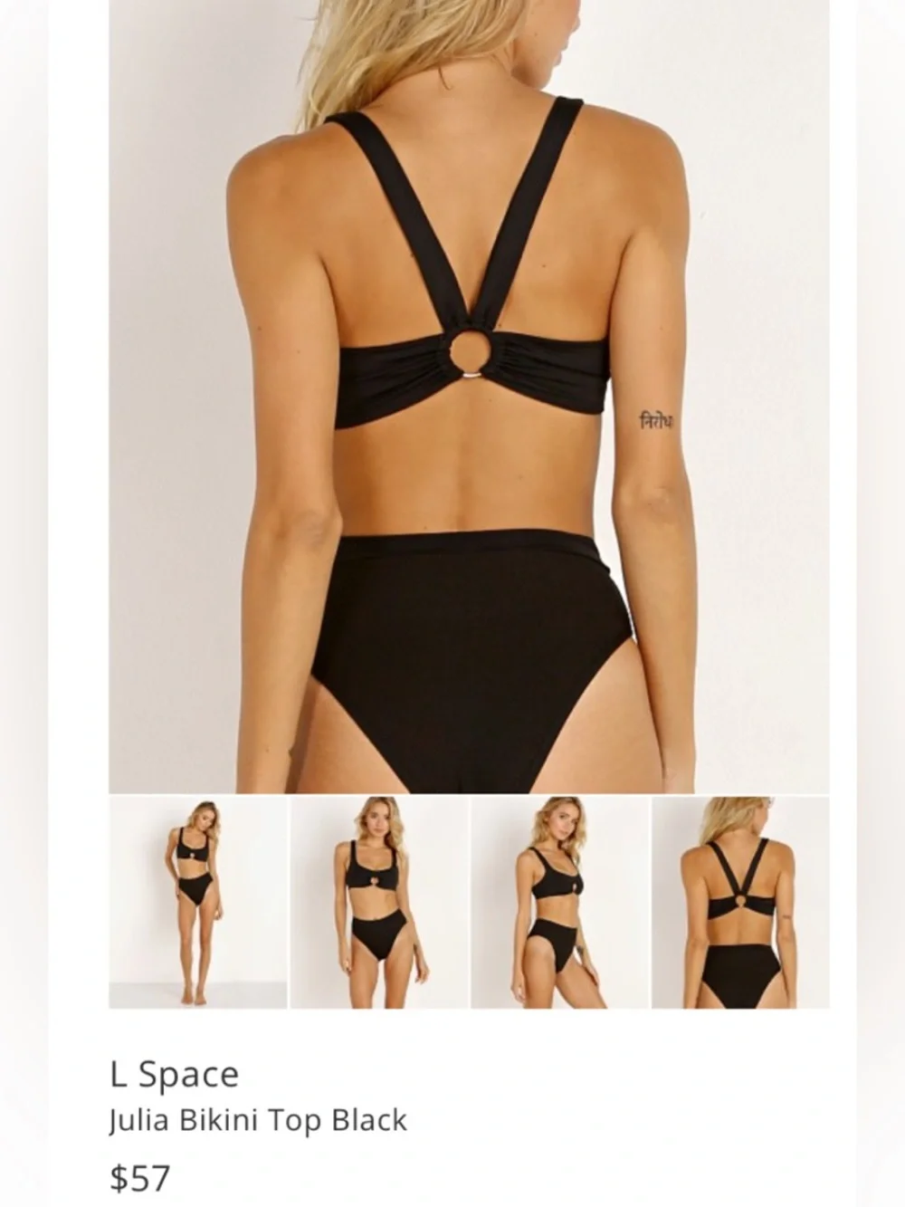 L*Space Julia Black Cutout Ring Bikini Top - size M - Picture 3 of 10
